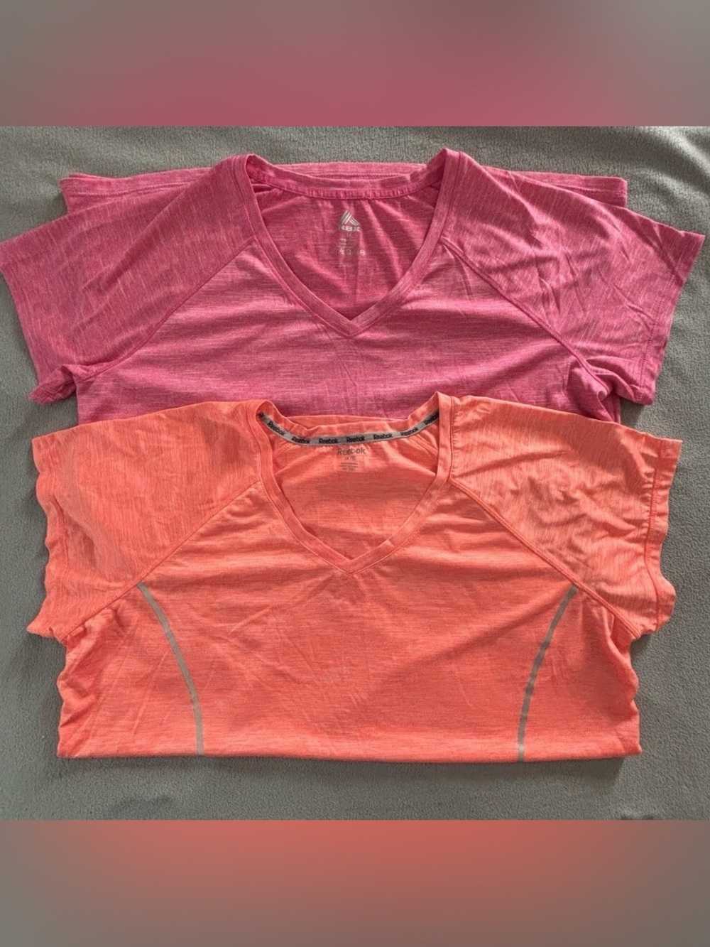 Reebok Women's 1X V-Neck Performance Tee Duo in Pink and Coral
